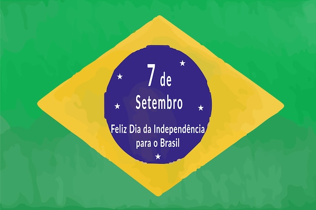 Brazil independence day celebration with flag background with watercolor premium vector