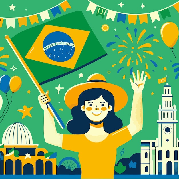 Vector brazil independence day greetings design illustration