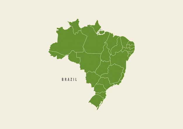 Brazil map green isolated on white background