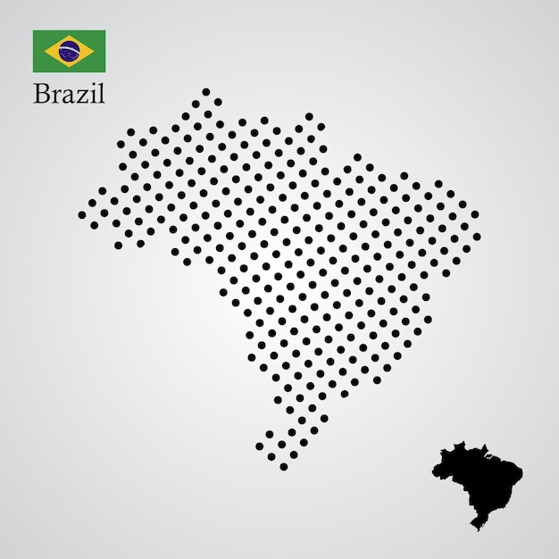 Brazil map silhouette halftone style