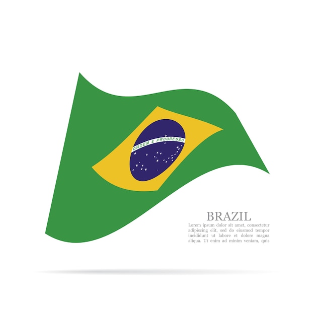 Brazil national flag waving vector icon