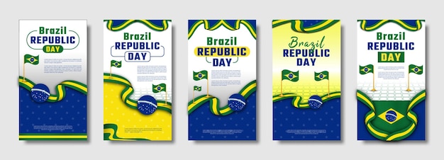 Brazil Republic Day Vector Illustrator Instagram Story Banner, Flyer, And Background Template