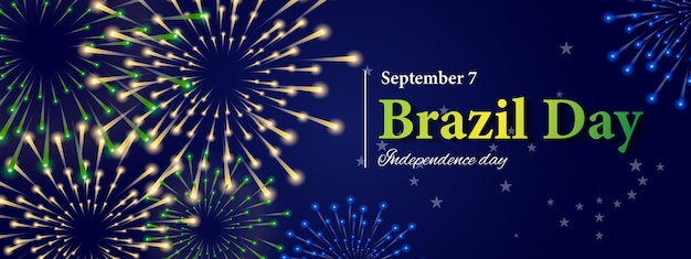 Brazil's Independence Day celebration Waving flag and ribbons with Brazilian symbols