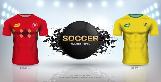 Brazil VS Belgium Soccer Jersey Template.