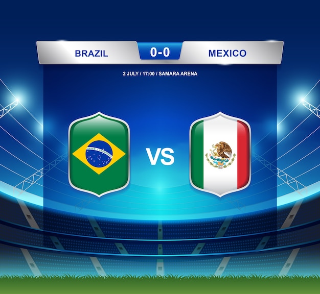 Brazil vs Mexico scoreboard broadcast for soccer 2018