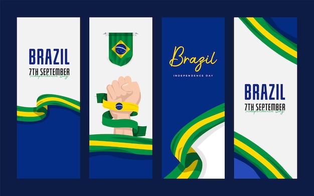 Brazil waving flag Independence day celebrations design template