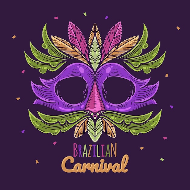 Brazilian Carnival Illustration with Mask