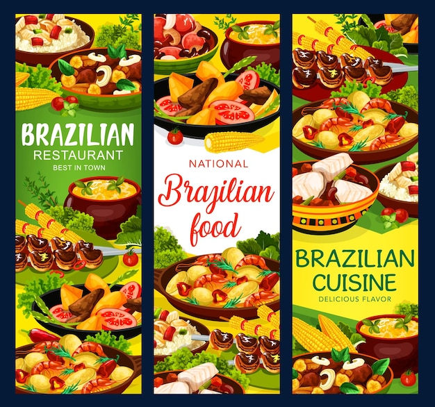 Vector brazilian cuisine menu banners vector