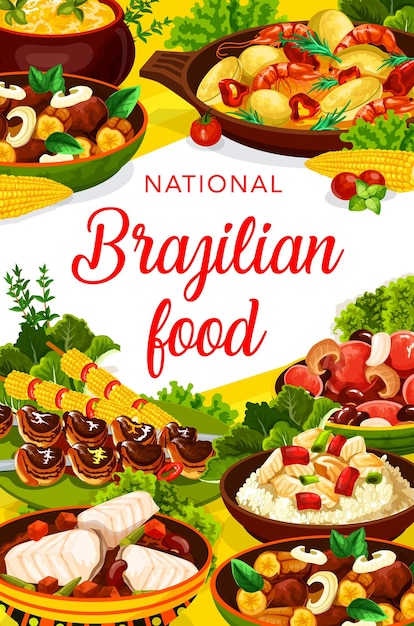 Vector brazilian cuisine traditional menu dishes