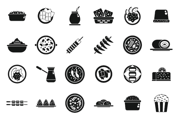 Brazilian culinary icons set simple vector Rice plate