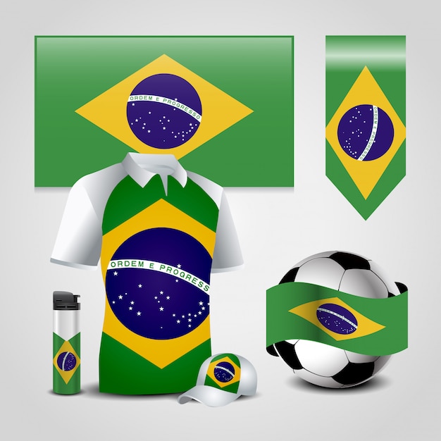 Brazilian flag icons set vector 