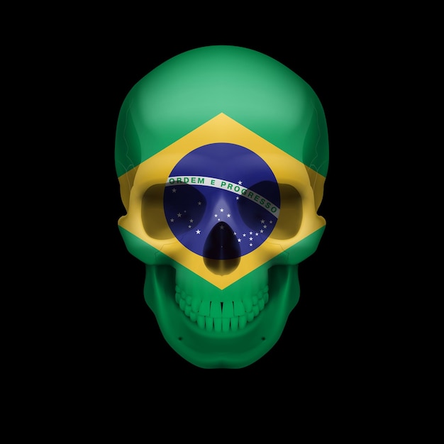 Brazilian flag skull