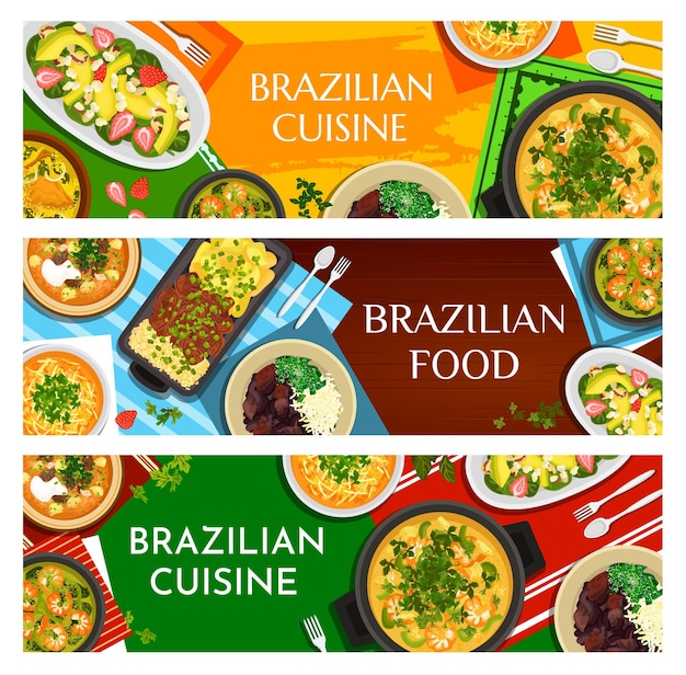 Brazilian food  cartoon banners