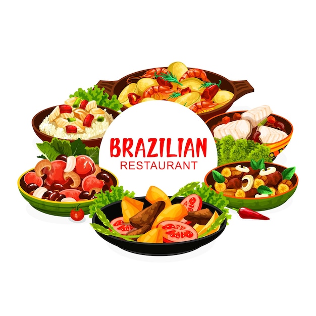 Vector brazilian restaurant menu brazil cuisine dishes