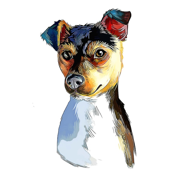 Brazilian Terrier Dog Breed Watercolor Sketch Hand Drawn Paint Illustration