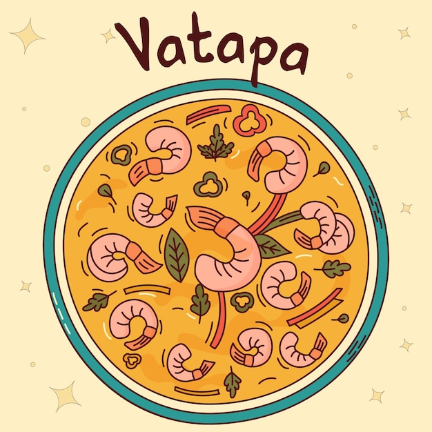 Brazilian traditional food Vatapa Vector illustration in hand drawn style