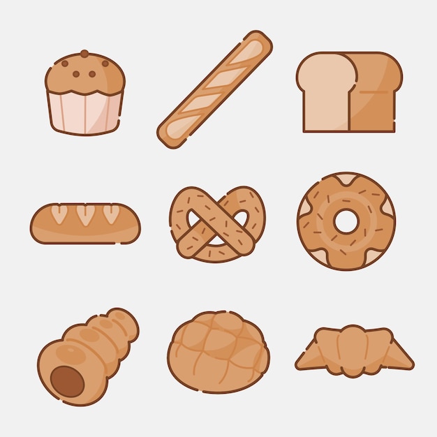 Bread bakery icon elements