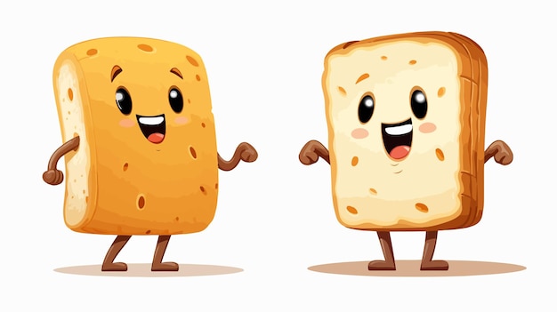 Bread and Butter Character Design Vector Illustration