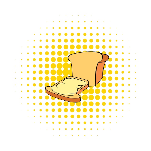 Bread and butter icon in comics style on a white background