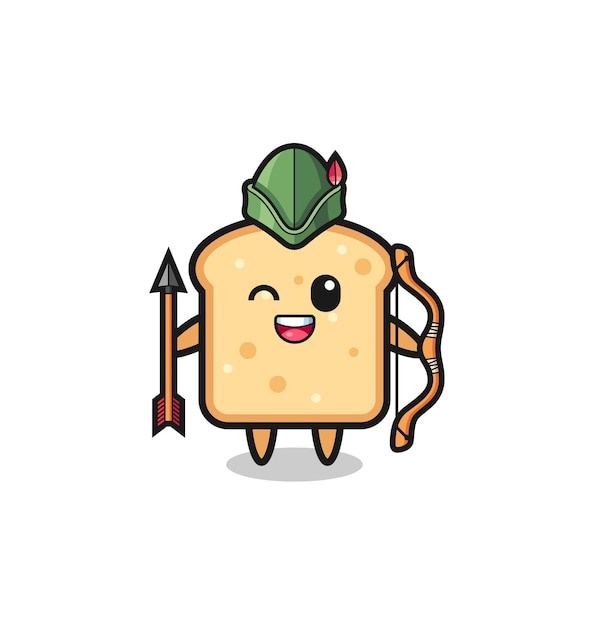 Bread cartoon as medieval archer mascot