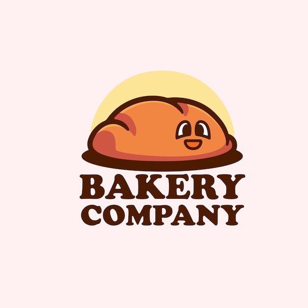 Bread cartoon character and cute mascot illustration logo template vector design