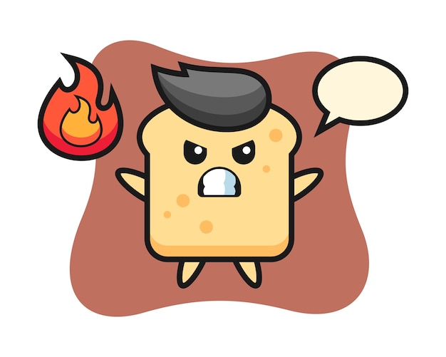 Bread character cartoon with angry gesture