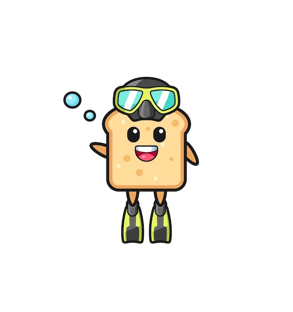 The bread diver cartoon character cute design