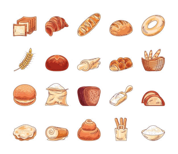 Bread icons set