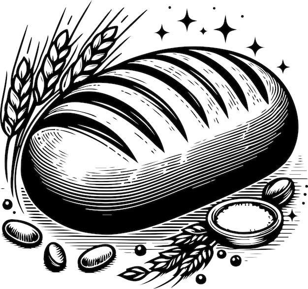 Vector bread loaf black outline vector illustration