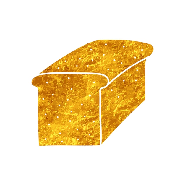 Bread loaf drawing in gold color style