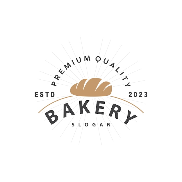 Bread Logo Old Retro Vintage Style Bakery Shop Design Vector Wheat Bread Simple Tremplet Illustration