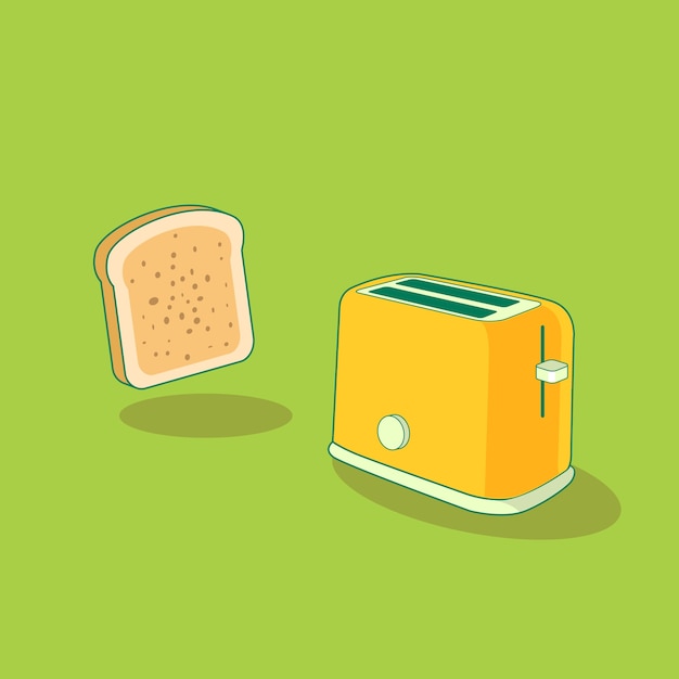 Bread Slice and Electric Bread Toaster Vector