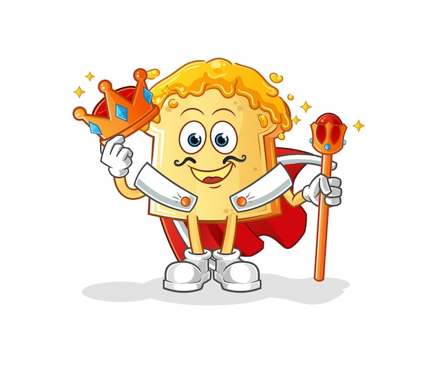 Bread with honey king vector. cartoon character