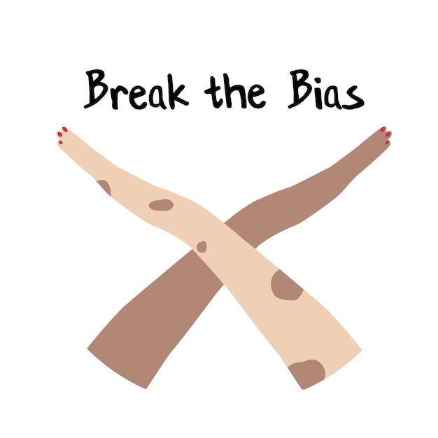 Break the bias women hands together illustration Women equality and diversity concept Break the mu