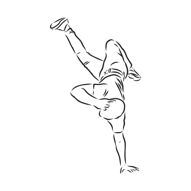 Break dancer-continuous line drawing. break dance, dancer, vector sketch illustration