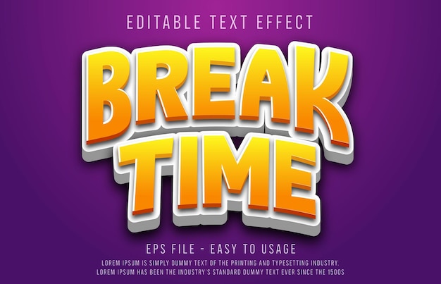 Break time editable text effect