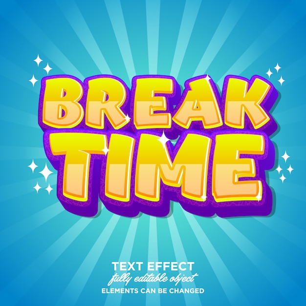 Break time sticker, modern cartoon font effect