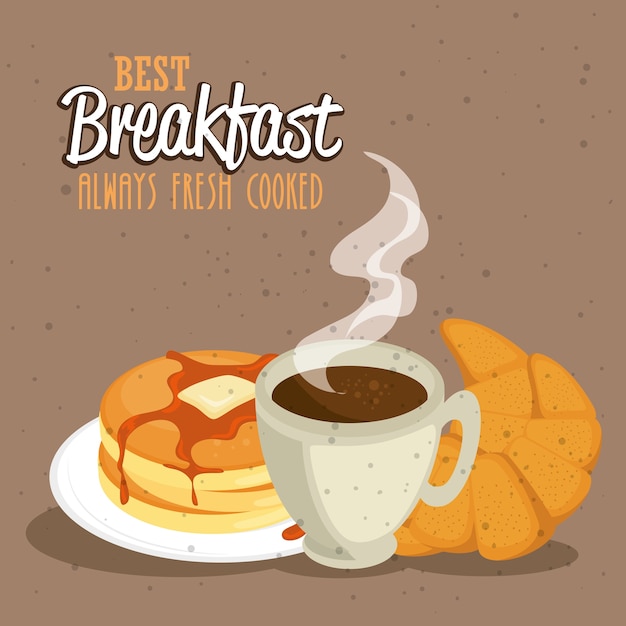 Breakfast concept with food and drinks