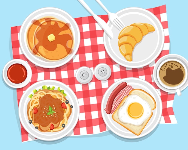 Breakfast food concept icon flat Vector