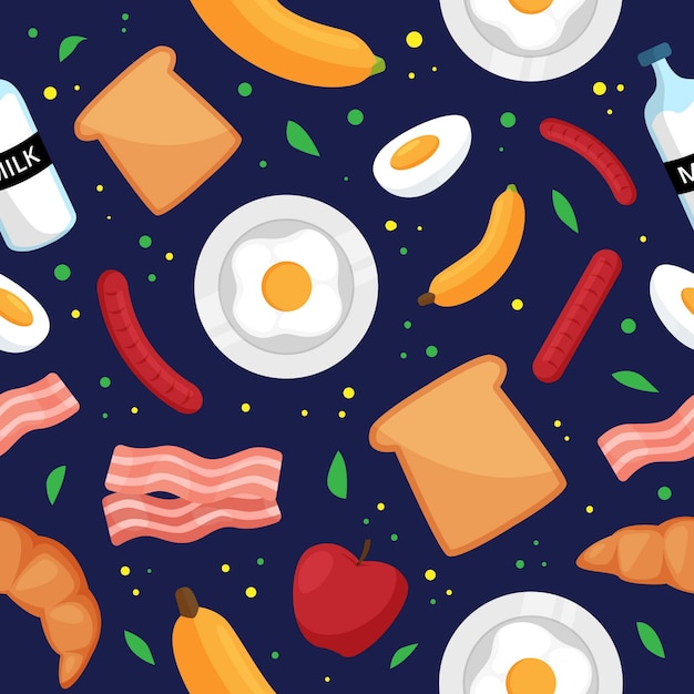 Breakfast Food Seamless Pattern