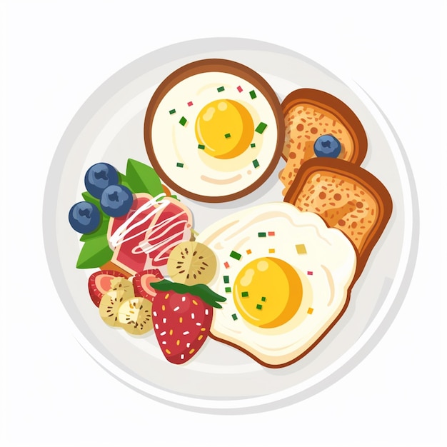 Vector breakfast food vector drink morning illustration lunch design egg meal cafe set coffee