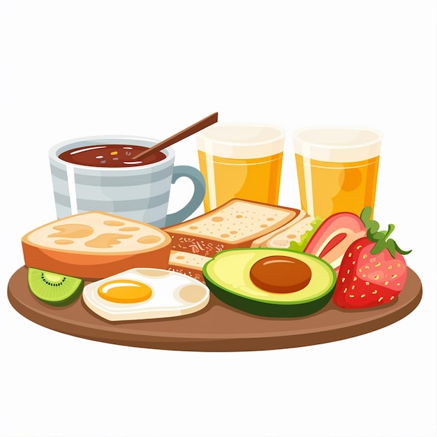 Vector breakfast food vector drink morning illustration lunch design egg meal cafe set coffee