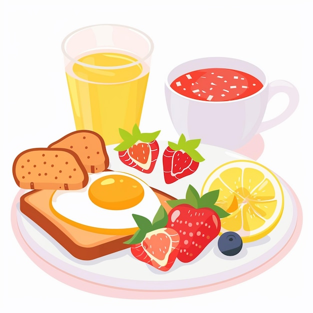 breakfast food vector drink morning illustration lunch design egg meal cafe set coffee