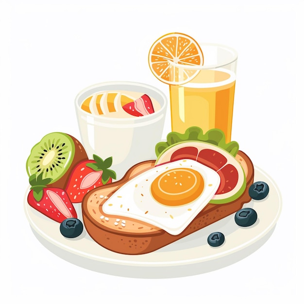 Vector breakfast food vector drink morning illustration lunch design egg meal cafe set coffee