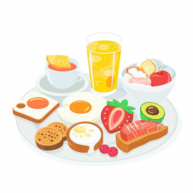 Vector breakfast food vector drink morning illustration lunch design egg meal cafe set coffee