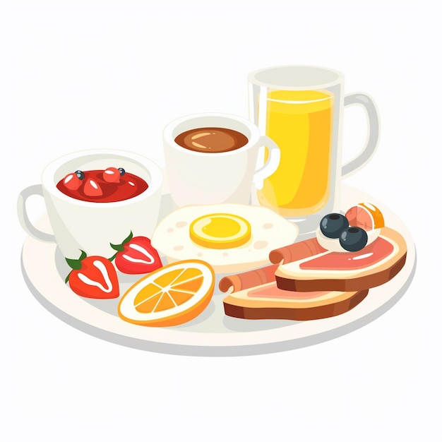 Vector breakfast food vector drink morning illustration lunch design egg meal cafe set coffee