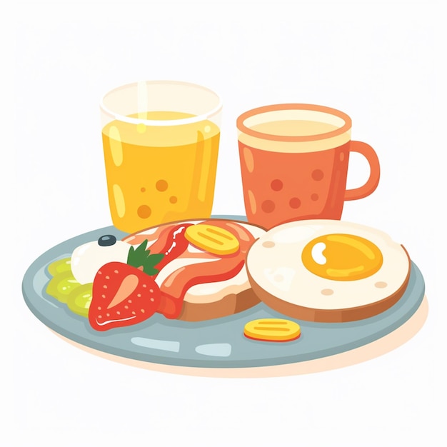 Vector breakfast food vector drink morning illustration lunch design egg meal cafe set coffee