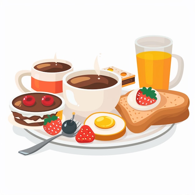 Vector breakfast food vector drink morning illustration lunch design egg meal cafe set coffee