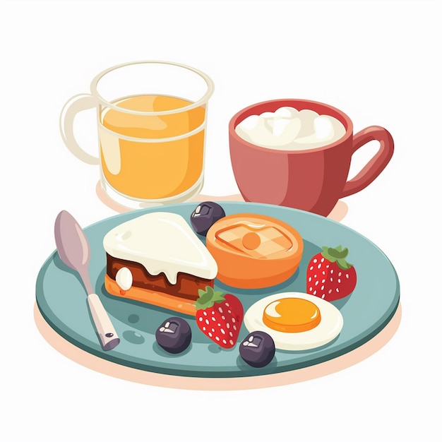 Vector breakfast food vector drink morning illustration lunch design egg meal cafe set coffee