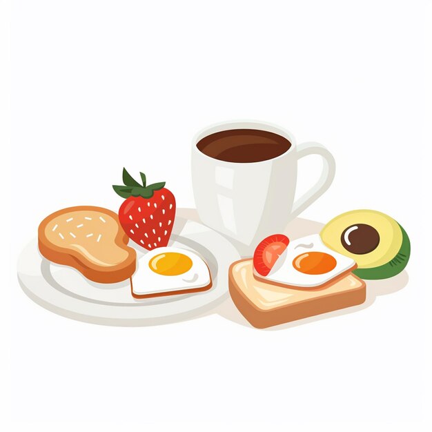 Vector breakfast food vector drink morning illustration lunch design egg meal cafe set coffee